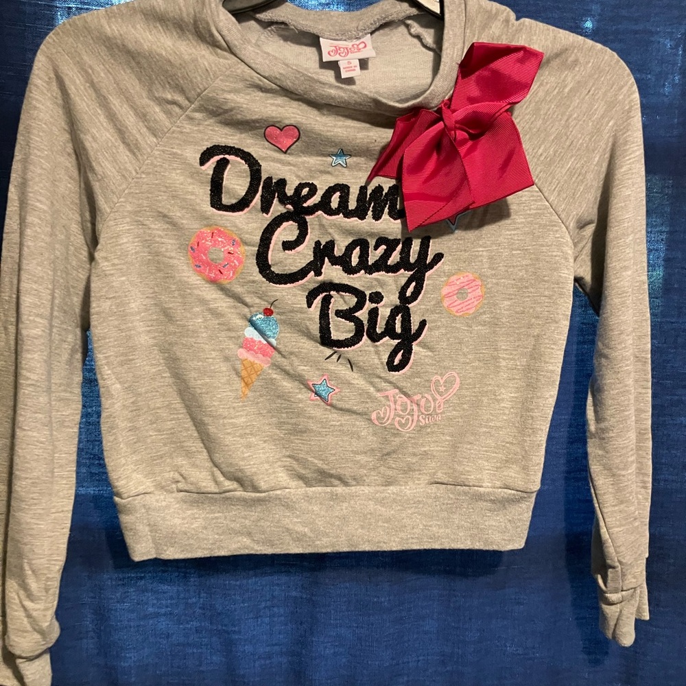 JoJo Siwa Gray Sweatshirt with Red  Bow size small